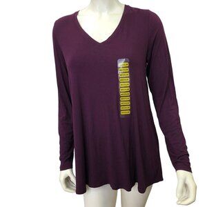 HUE V NECK LONG SLEEVE‎ ultra soft LEGGING TEE TOP MD NWT